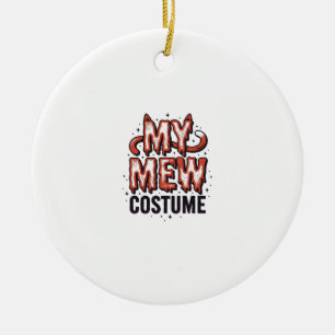 Funny Halloween Cat Mew Costume Vintage Design_1 Ceramic Ornament
