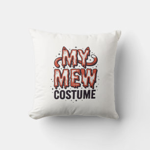 Funny Halloween Cat Mew Costume Vintage Design_1 Throw Pillow
