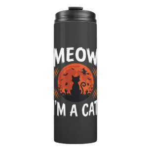 Funny Halloween Cat Moon Silhouette Graphic Thermal Tumbler