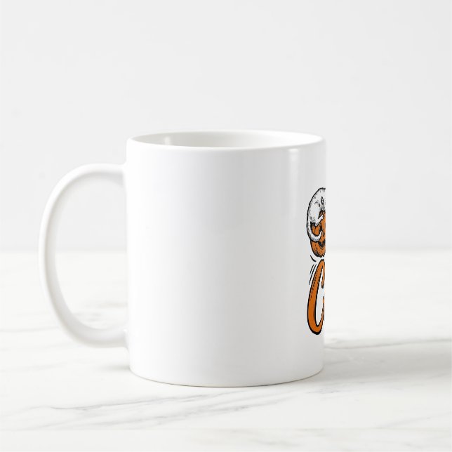 Funny Halloween Cat Pumpkin Typography Shirt Desig Coffee Mug (Left)