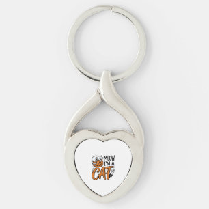 Funny Halloween Cat Pumpkin Typography Shirt Desig Keychain