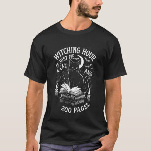 Funny Halloween Cat Reading Book Lover Quote Spook T-Shirt