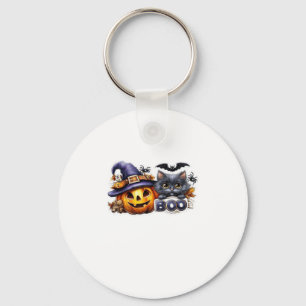 Funny Halloween Cat Sticker � Witch Hat, Pumpkin a Keychain
