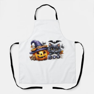 Funny Halloween Cat Sticker  Witch Hat, Pumpkin an Apron