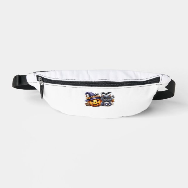 Funny Halloween Cat Sticker  Witch Hat, Pumpkin an Fanny Pack (Front)