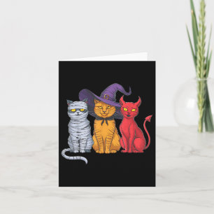 Funny Halloween Cat Trio Costume Witch Mummy Devil Card