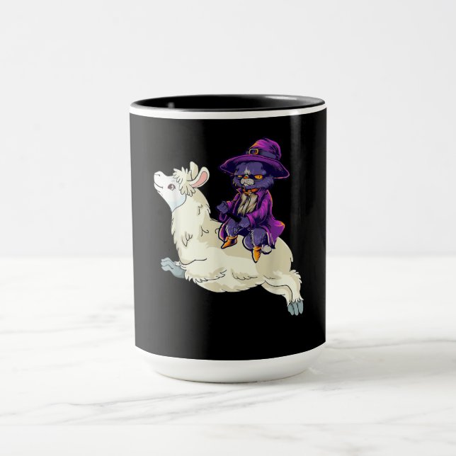Funny Halloween Cat Witch Llama Costume Gift Mug (Center)