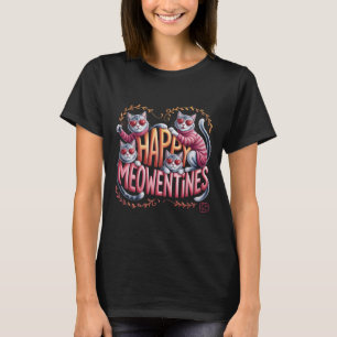 Funny Halloween Cats in Heart Sweaters T-Shirt, Cu