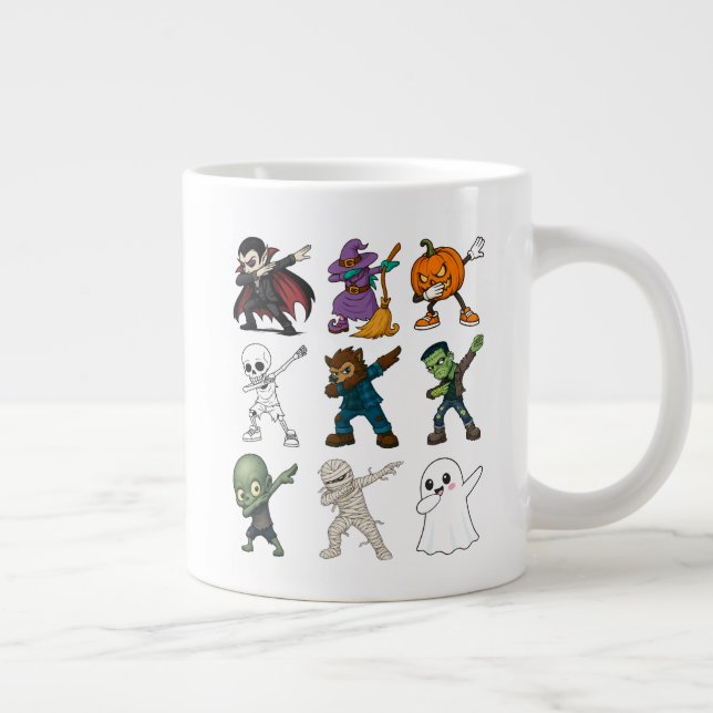 Funny Halloween Characters Dabbing Large Coffee Mug (Right)