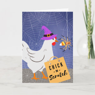 Funny Halloween Chicken Scratch Puns Card