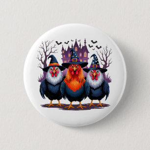 Funny Halloween Chicken Witch Spooky Season Women 2 Inch Round Button