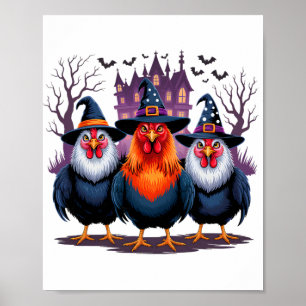 Funny Halloween Chicken Witch Spooky Season Women Poster