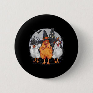 Funny Halloween Chickens Witch Spooky Season 2 Inch Round Button