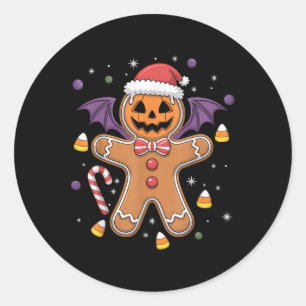 Funny Halloween Christmas Gingerbread Man Costume Classic Round Sticker