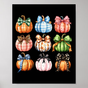 Funny Halloween Coquette Bow Pumpkin Autumn Thanks Poster