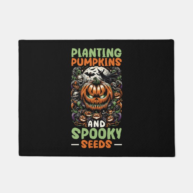Funny Halloween Costume Gardening Gardener Trick Doormat (Front)