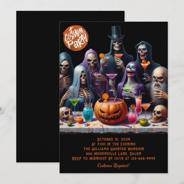 Funny Halloween Costume Party Invitation (Front/Back)