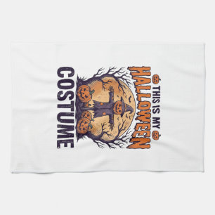 Funny Halloween Costume Pumpkin Witch Shirt Design Kitchen Towel