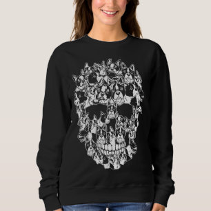Funny Halloween Costume Skull Boston Terrier Dog L Sweatshirt