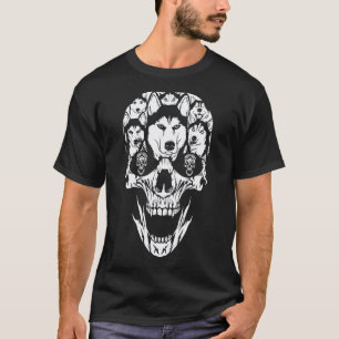 Funny Halloween Costume Skull Siberian Husky Dog L T-Shirt