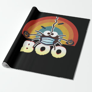Funny Halloween Costume Spider Wearing Mask Boo Wrapping Paper