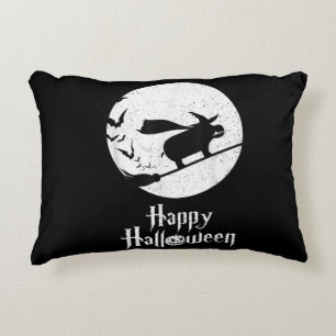 Funny Halloween Costume Witch Hippo Lover Gift Accent Pillow