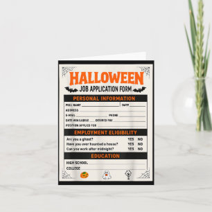 Funny Halloween Costumes Job Application Costume  Card