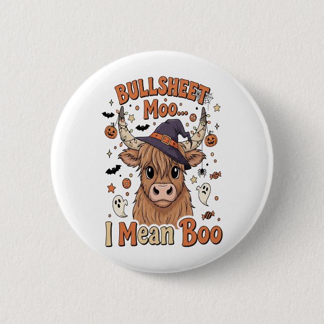 Funny Halloween Cow Bullsheet I Mean 2 Inch Round Button (Front)