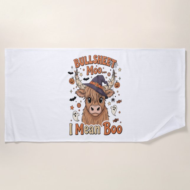 Funny Halloween Cow Bullsheet I Mean Beach Towel (Front)