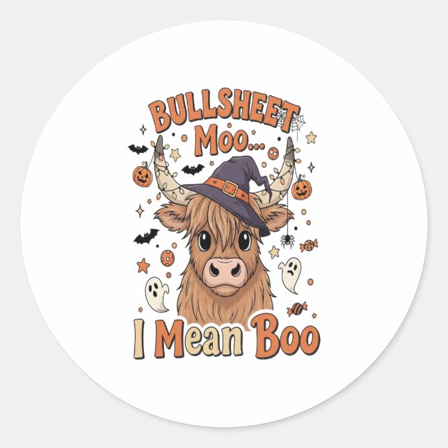 Funny Halloween Cow Bullsheet I Mean Classic Round Sticker (Front)