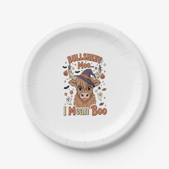 Funny Halloween Cow Bullsheet I Mean Paper Plate (Front)