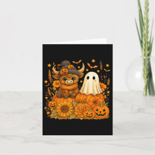 Funny Halloween Cow Ghost Spooky Autumn Pumpkin Card