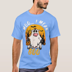 Funny Halloween Cow Moo I Mean Boo Pumpkin Farmer  T-Shirt