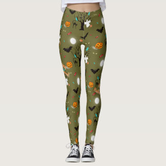 Funny Halloween creatures and candies Leggings