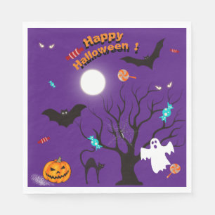 Funny Halloween creatures and candies  Napkin