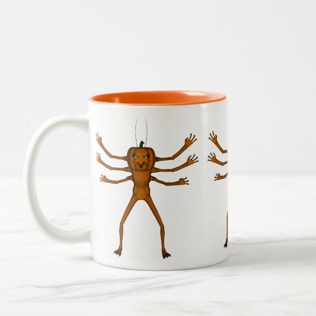 Funny Halloween Creeper Two-Tone Coffee Mug (Left)