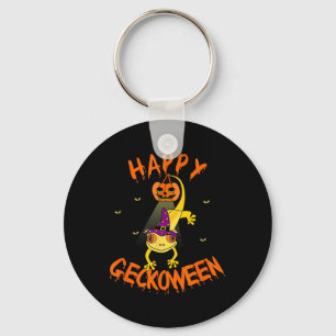 Funny Halloween Cute Crested Eyelash Gecko Pumpkin Keychain