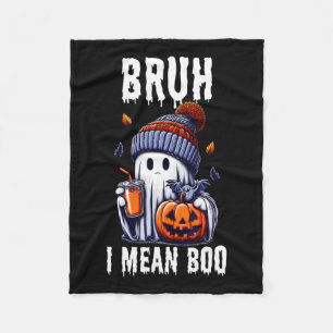 Funny Halloween Cute Ghost Bruh I Mean Boo Jackola Fleece Blanket