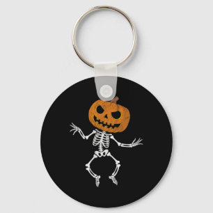 Funny Halloween Cute Skeleton Pumpkin Skull Dabbin Keychain