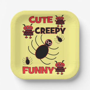 Funny Halloween Cute Spider Ghost Paper Plate