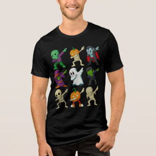 Funny Halloween Dabbing Characters T-Shirt  Tri-Blend Shirt