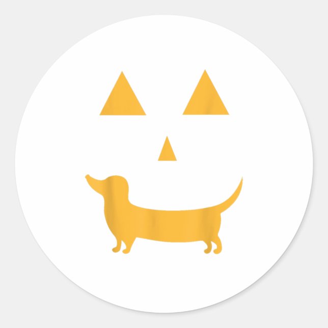 funny Halloween dachshund pumpkin face cool Classic Round Sticker (Front)