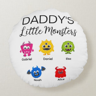 Funny Halloween Daddy's Little Monster Round Pillow