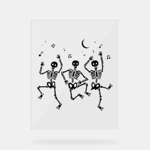 Funny Halloween Dancing Skeletons Happy Halloween Acrylic Sign