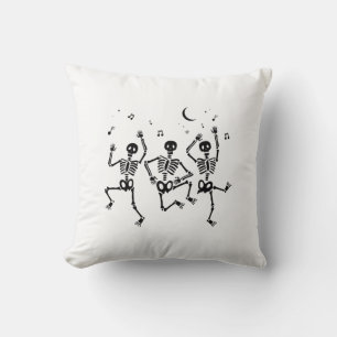 Funny Halloween Dancing Skeletons Happy Halloween Throw Pillow