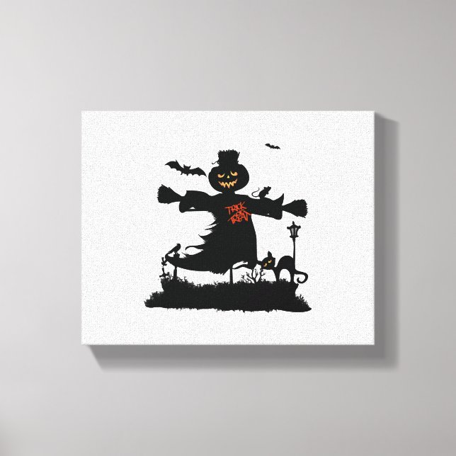 Funny halloween design with scarecrow canvas print (Front)
