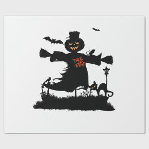Funny halloween design with scarecrow wrapping paper