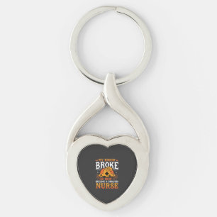 Funny Halloween Dialysis Nurse Witch Broom Design Keychain
