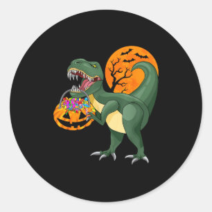 Funny Halloween Dinosaur Pumpkin Y T Rex Boys Kids Classic Round Sticker