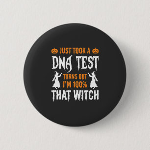 Funny Halloween DNA Test Witch Graphic 2 Inch Round Button